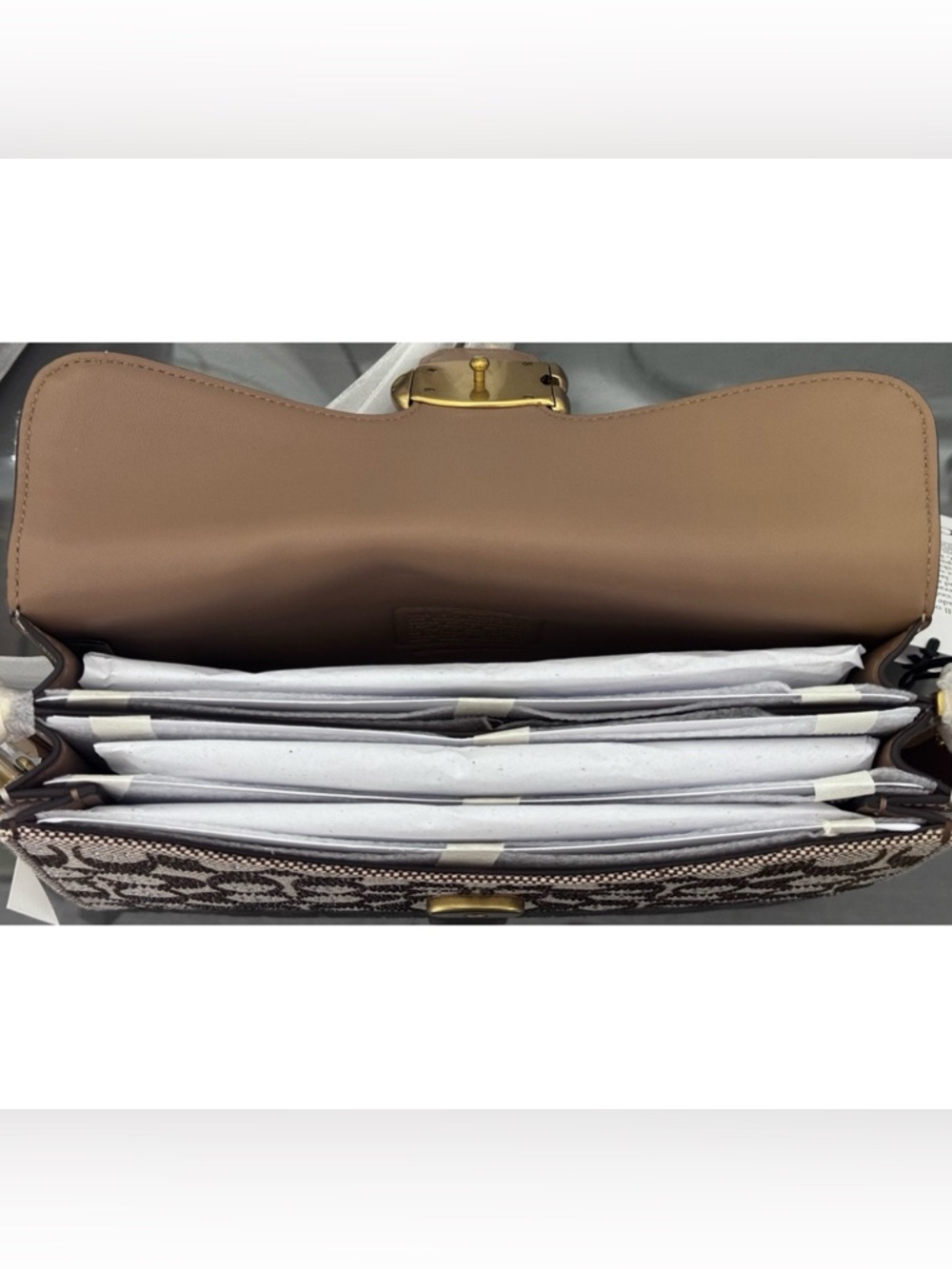 COACH Tabby Shoulder Bag 26 In CRYSTAL Signature Jacquard, Bronze/ Mushroom - Picture 9 of 15